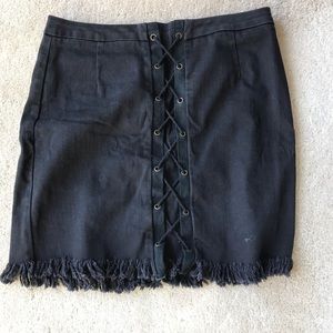 Black blue jean skirt